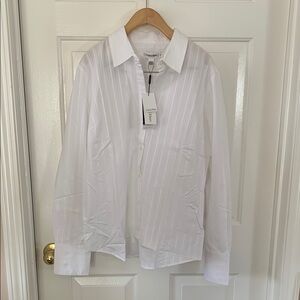 Calvin Klein Womens White Button Up Dress Shirt New With Tags!